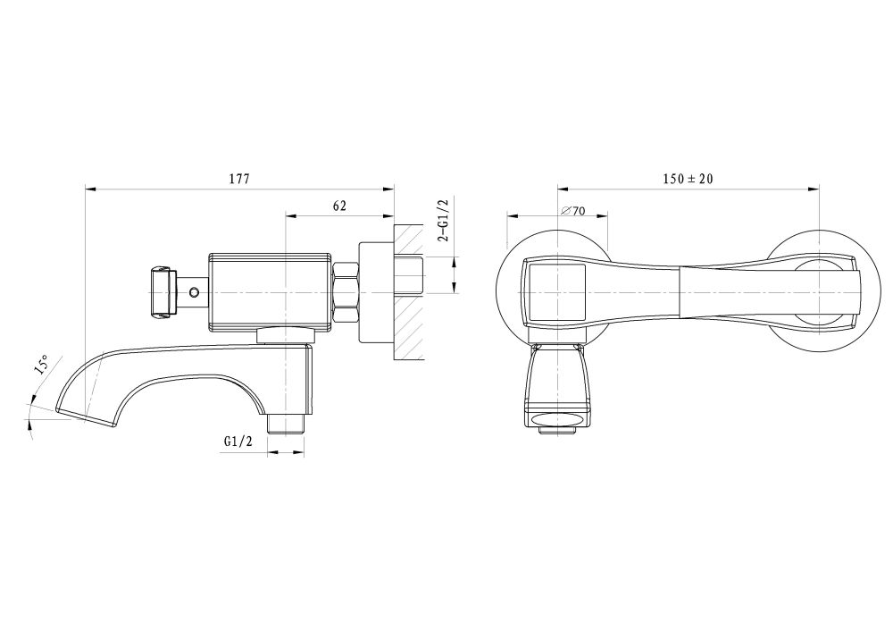 Смеситель для ванны WONZON & WOGHAND TRIUMPH, Хром (WW-563101-CR)