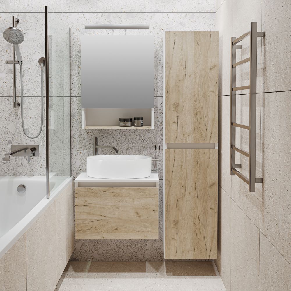 Тумба Runo Бари 60 крафт дуб под накладную раковину (00-00001374), артикул 00-00001374