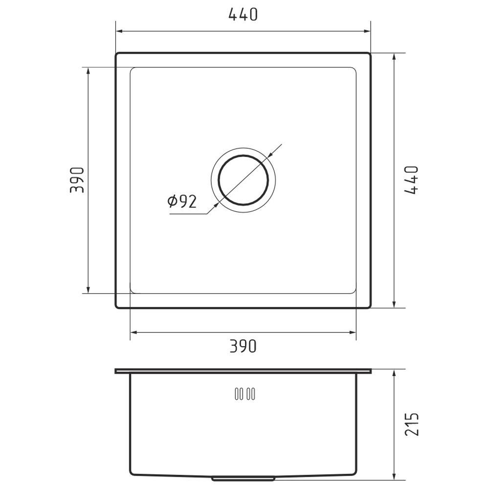 Кухонная мойка GranFest 4444, графит, артикул 4444 PVD графит