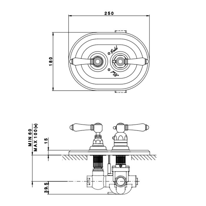 Nicolazzi Dames Anglaises Внешняя часть встраиваемого смесителя, 3/4” с запорным вентилем, цвет: хром, артикул 4909CR18