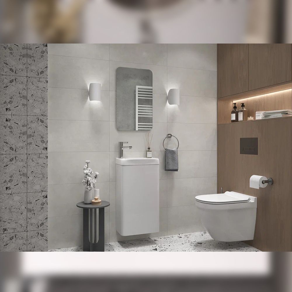 Тумба под раковину подвесная Velvex Bio tp.BIO.BIO.MAXI.40.1D белый глянец, 40 см, артикул tp.BIO.BIO.MAXI.40.1D белый глянец