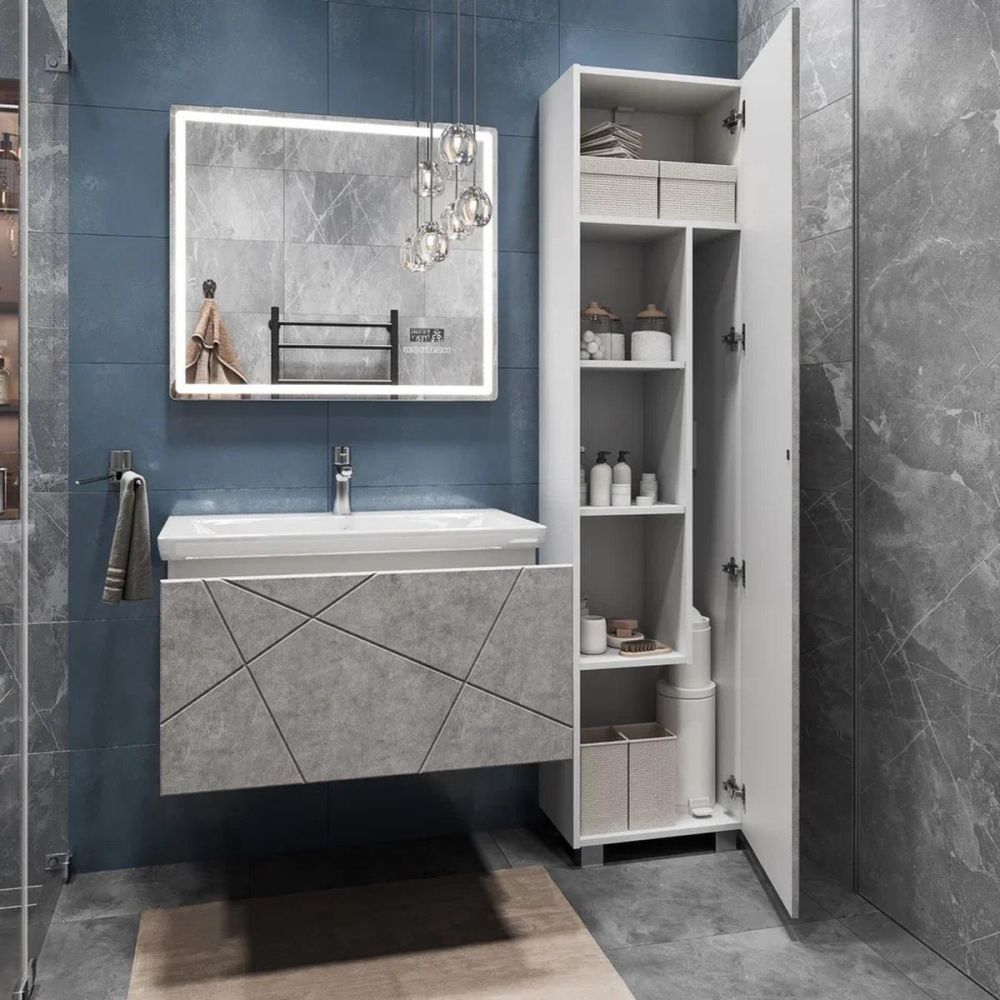 Тумба под раковину подвесная VIGO Geometry 035 бетон, 80 см, артикул 035 бетон