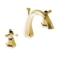 Stella Eccelsa Смеситель для раковины на 3 отверстия 3225, с донным клапаном, цвет: золото 24К