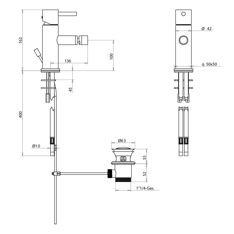 Bongio T-Square Смеситель для биде, цвет хром
