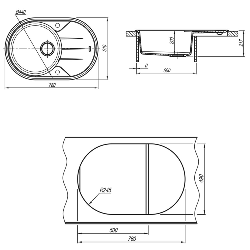 Кухонная мойка Florentina ЛАЦИО 20.295.C0780.102, черный, артикул 20.295.C0780.102