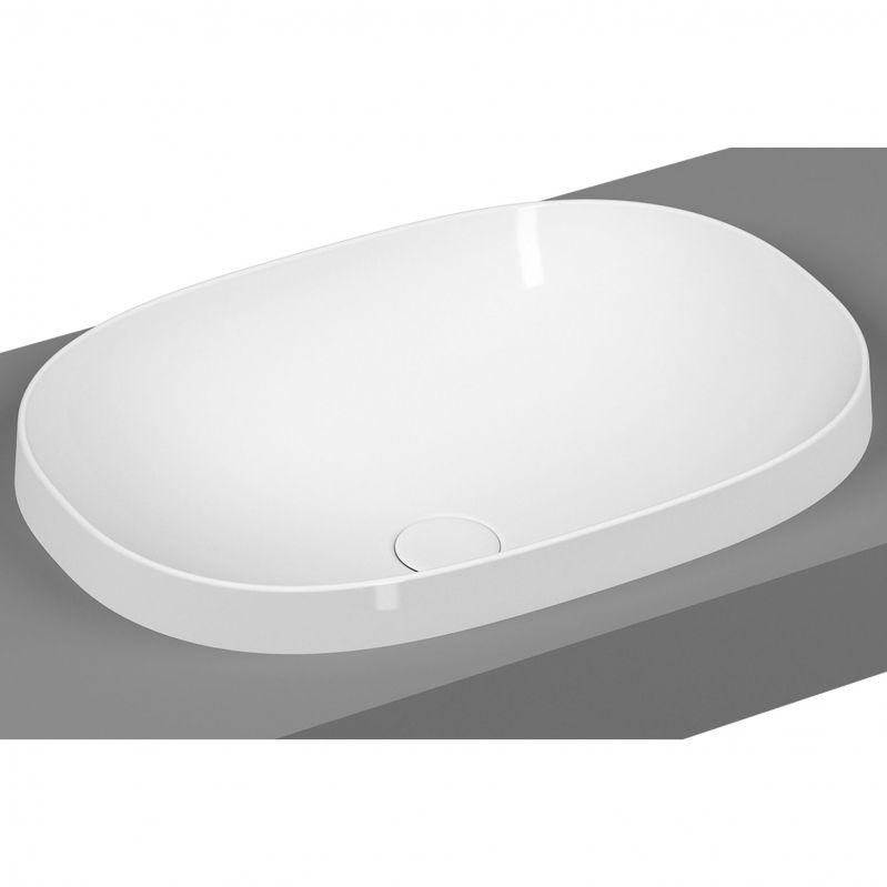 Frame Овальная накладная раковина, 56 см, без отверстия под смеситель, без перелива, цвет белый