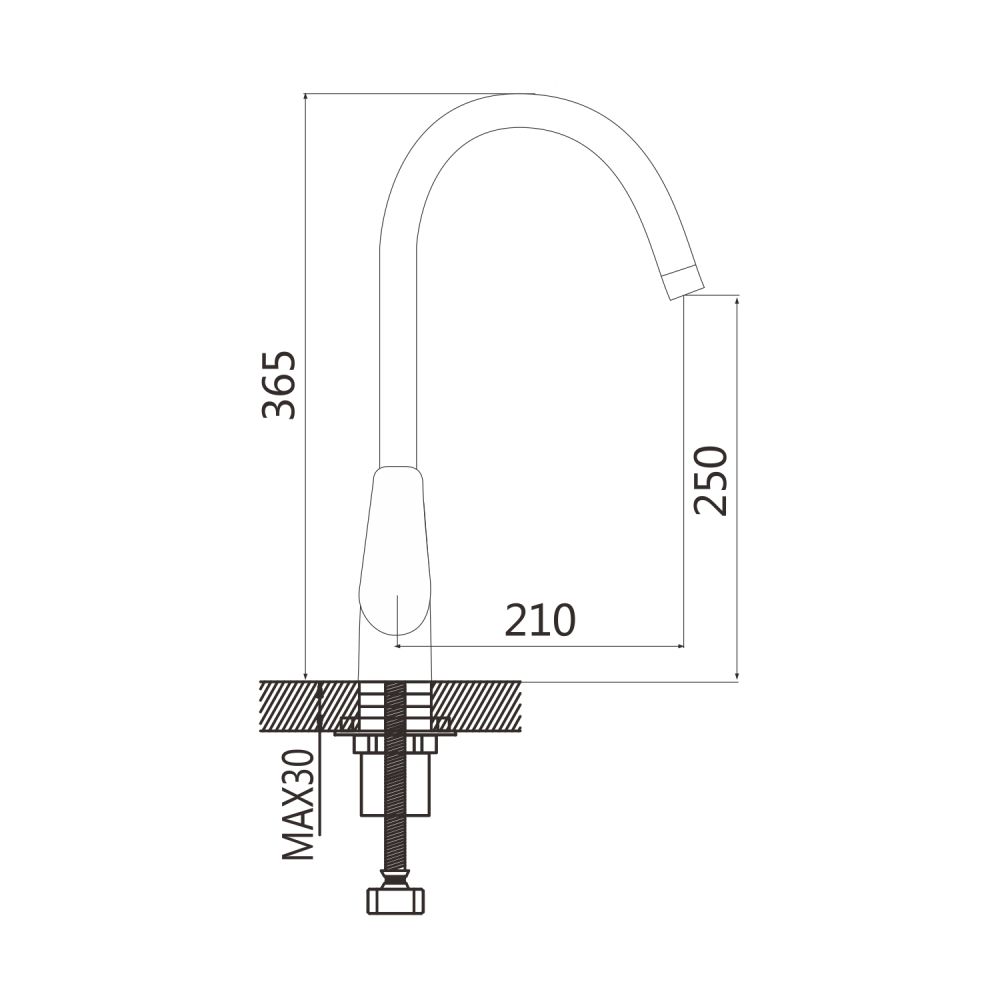 Смеситель для кухни Shevanik S5053T, оружейная сталь