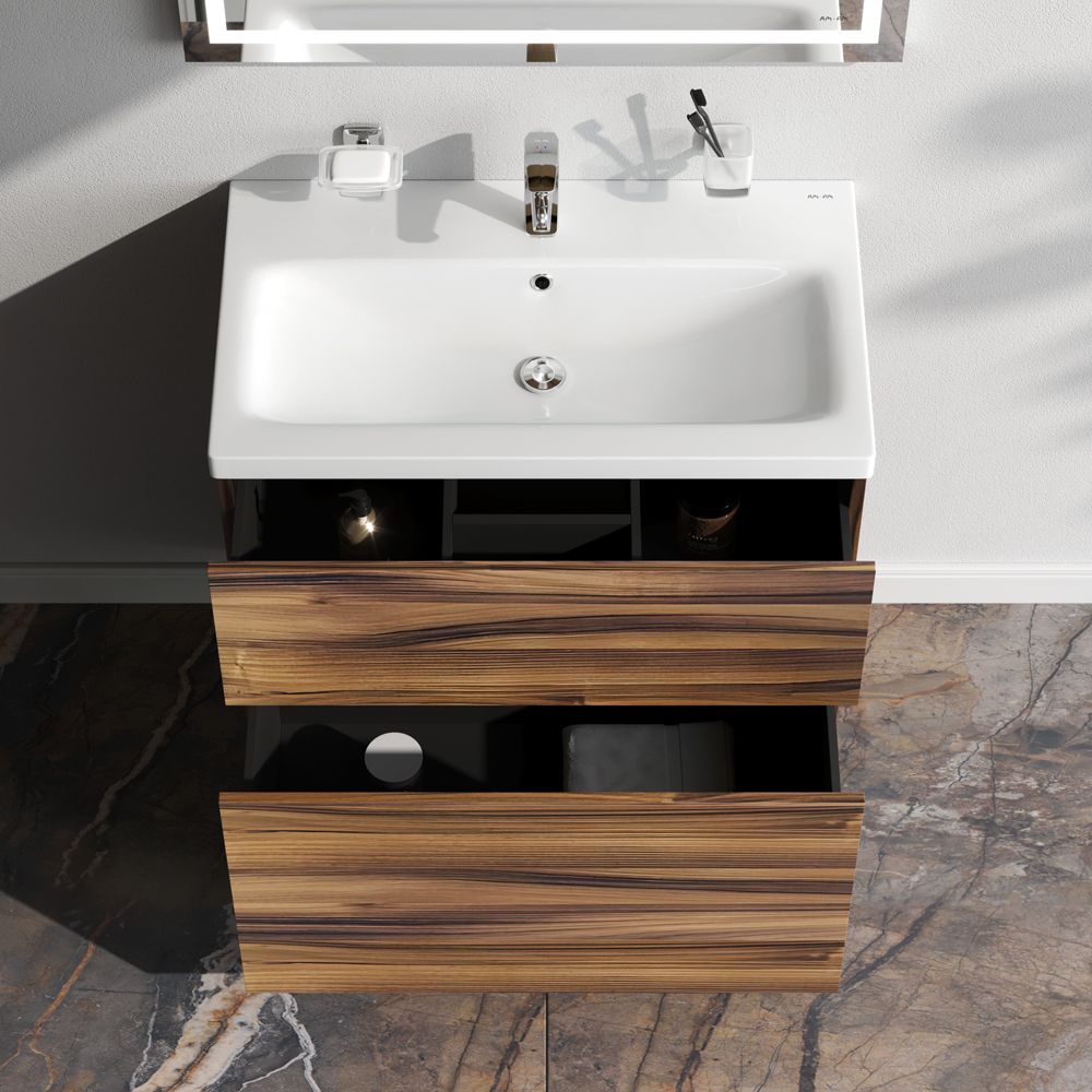 M90FSX0752HF Gem, База под раковину, напольная, 75 см, 2 ящика, цвет: орех M90FSX0752HF Gem, База под раковину, напольная, 75 см, 2 ящика, цвет: орех