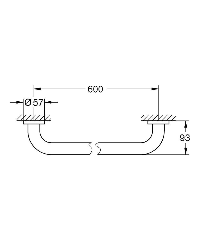 Ручка для ванной GROHE Essentials, 600 мм, суперсталь (40794DC1) Ручка для ванной GROHE Essentials, 600 мм, суперсталь (40794DC1)