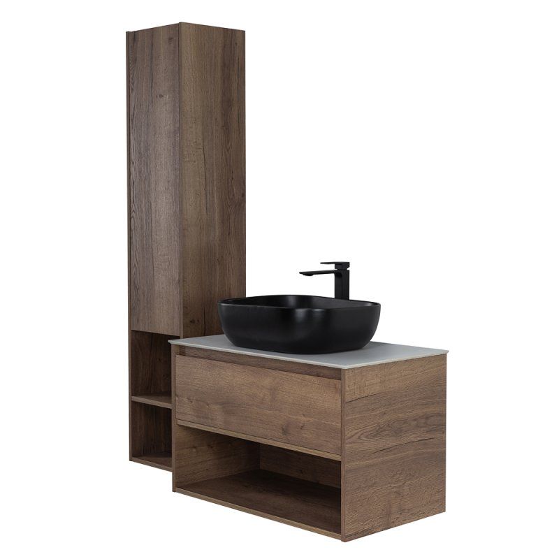 Мебель для ванной комнаты BELBAGNO KRAFT-900 с одним выкатным ящиком и одной открытой полкой