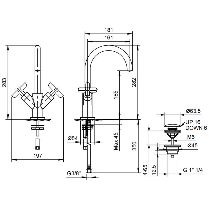 Fantini Icona Classic Смеситель для раковины, 1 отв., с нажимн. донным клапаном, излив 160мм, цвет: хром
