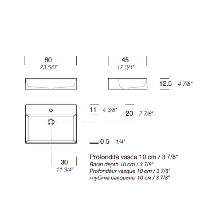 MILLDUE  Раковина  KID 60 накладная из керамики ,60х45х12,5 см, без отв для смесителя, цвет белый глянцевый