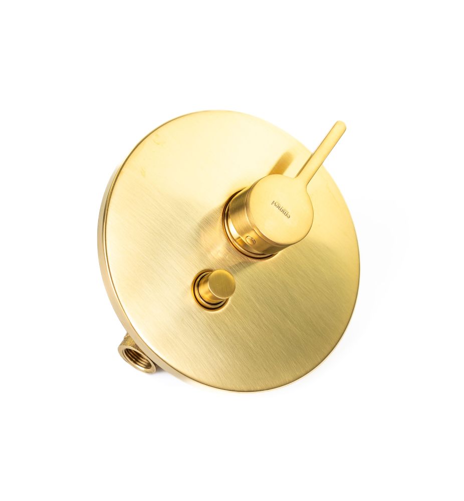 Emmevi Filobrass, встраиваемый в стену однорычажный смеситель для душа на 2 выхода, с кнопочным дивертером, цвет брашированное золото, артикул 85019/ORS