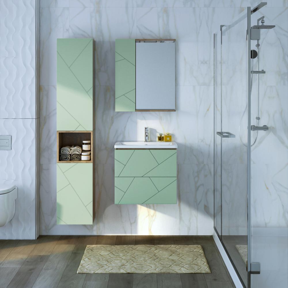 Тумба под раковину подвесная Бриклаер КРИСТАЛЛ фисташковый, 60 см, артикул 4627125417153