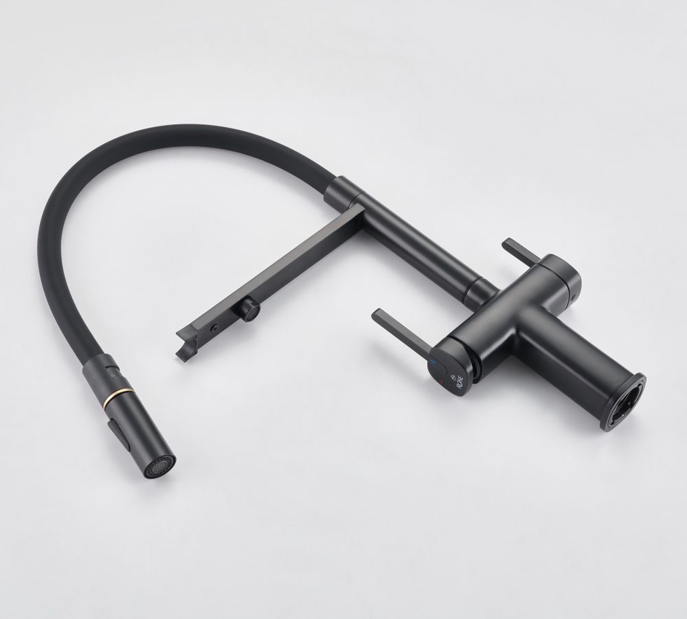 Смеситель для кухни с подключением фильтра для воды Rose R358H, черный