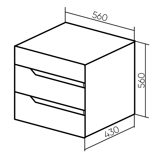 Тумба VIANT "Куба" 2 ящика подвесная белая 430х560х560 под раковину .S-UM-COM60/1-w (COMO 60) (VKUB60CO-T2YP), артикул VKUB60CO-T2YP