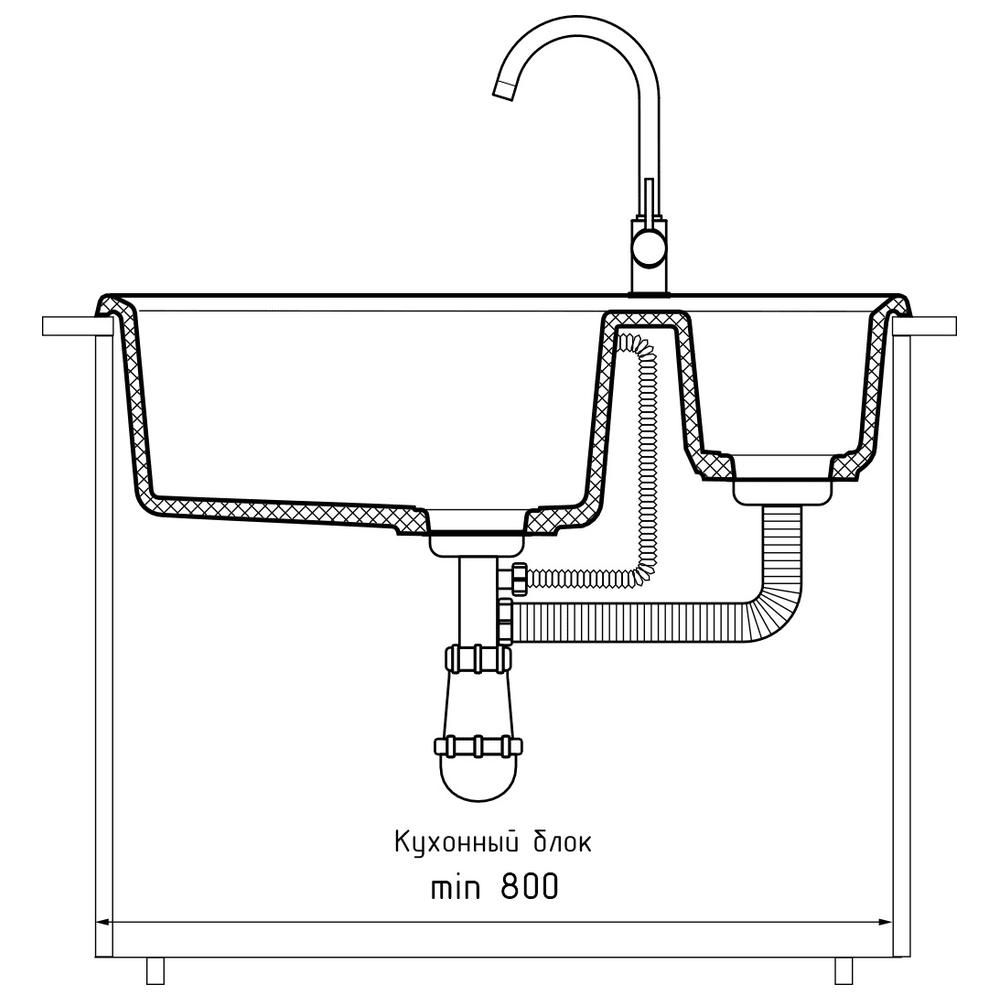 Кухонная мойка GranFest LEVEL 760K, иней, артикул LV-760K иней