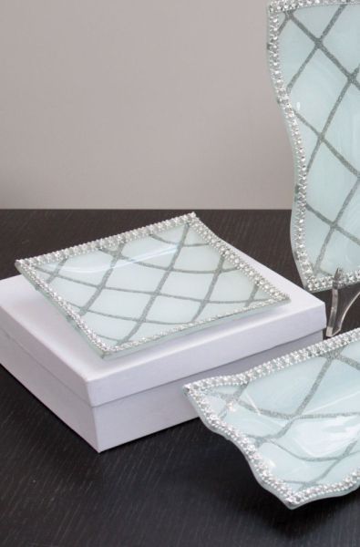 CTF, стеклянная тарелка 15х15 см, со стразами, в подарочной упаковке