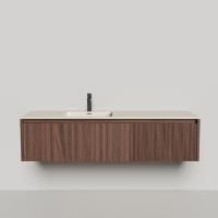 SALINI Domino Тумба со стол-цей и раковиной Onda Plus 1400х500х400 из S-Stone в сборе,д/к; крепеж; металл/ сифон; фасад шпон орех, столеш. Ral9001 SALINI Domino Тумба со стол-цей и раковиной Onda Plus 1400х500х400 из S-Stone в сборе,д/к; крепеж; металл/ сифон; фасад шпон орех, столеш. Ral9001