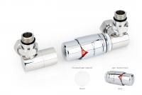 Автоматический терморегулятор 3D правый G 1/2" НР х G 3/4" НГ (набор) (Белый - Хром)