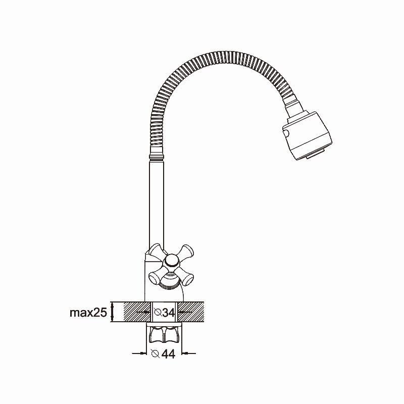 Смеситель для кухни с гибким изливом и режимом "душ" G.Lauf QTZ4-E827, хром, артикул QTZ4-E827