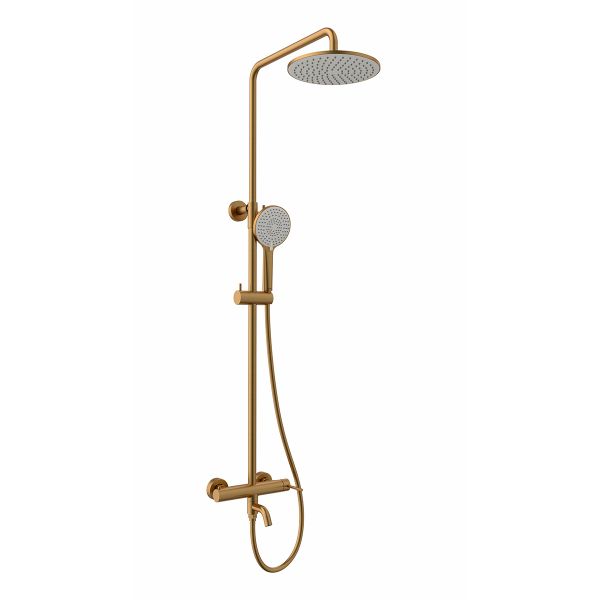 Смеситель Lemark Kalina для ванны и душа с регулируемой высотой штанги и лейкой верхнего душа «Тропический дождь» (LMF-2126S-BRG)