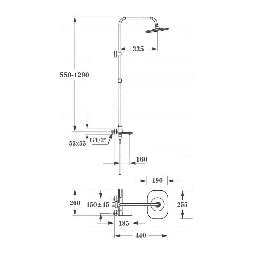 Душевая система Maretti Lorenza LR21RYN842, хром, артикул LR21RYN842