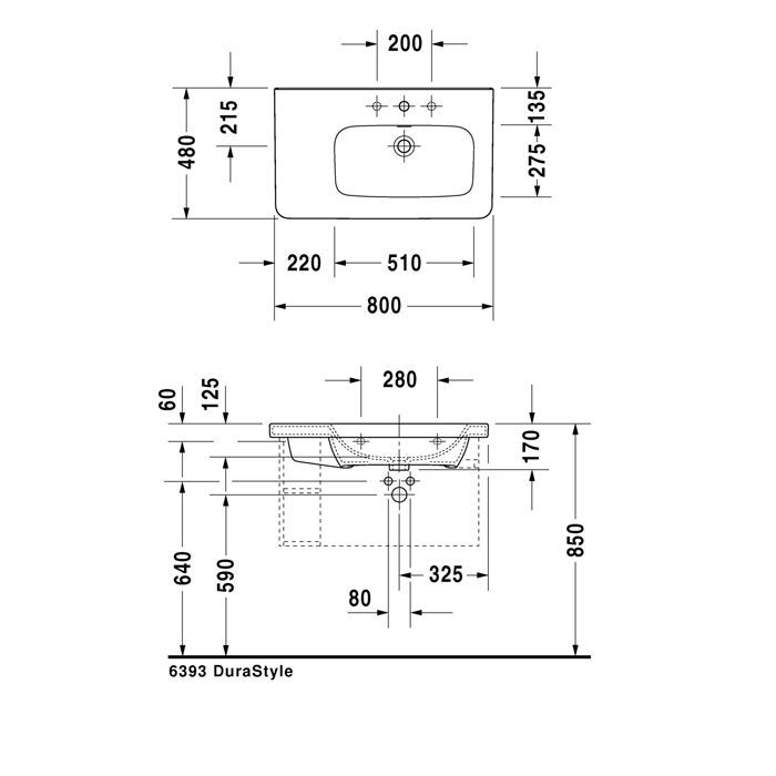 Duravit DuraStyle Раковина для мебели ассиметричная,с перел., с 1 отв. под смес., раковина справа, 800x480мм, Цвет: Белый ЦЕНА)
