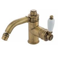 ERMITAGE Смеситель для биде моноком., ручка сбоку белая, бронза