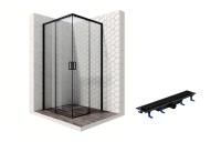 Душевой уголок Ambassador Queen Black 11011204-ST7, квадратный, линейный трап, 100х100