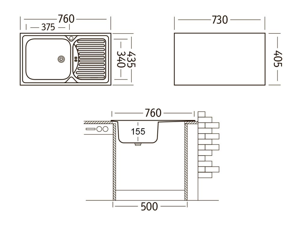 Кухонная мойка UKINOX Классика CLM760.435 --W6K 1R, 43,5*76, артикул CLM760.435 --W6K 1R
