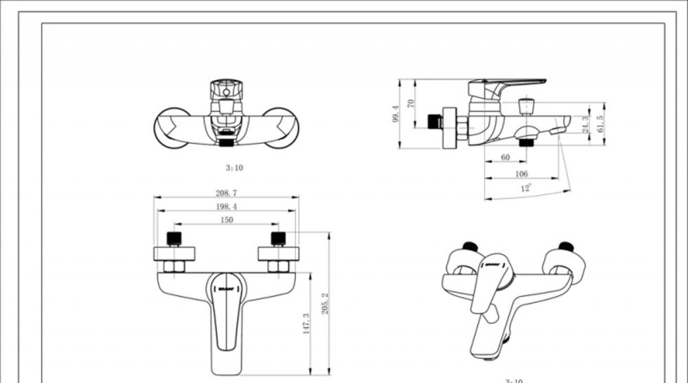 Смеситель для ванны Bravat ARDEN F6351385CP-01-RUS, хром, артикул F6351385CP-01-RUS