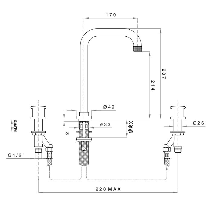 Nicolazzi Festival  Смеситель для раковины на 3 отв., цвет: RED+ручки FEFF003+FEFF003