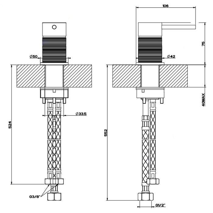 GESSI 316 Рычаг удаленного управления, цвет: steel brushed
