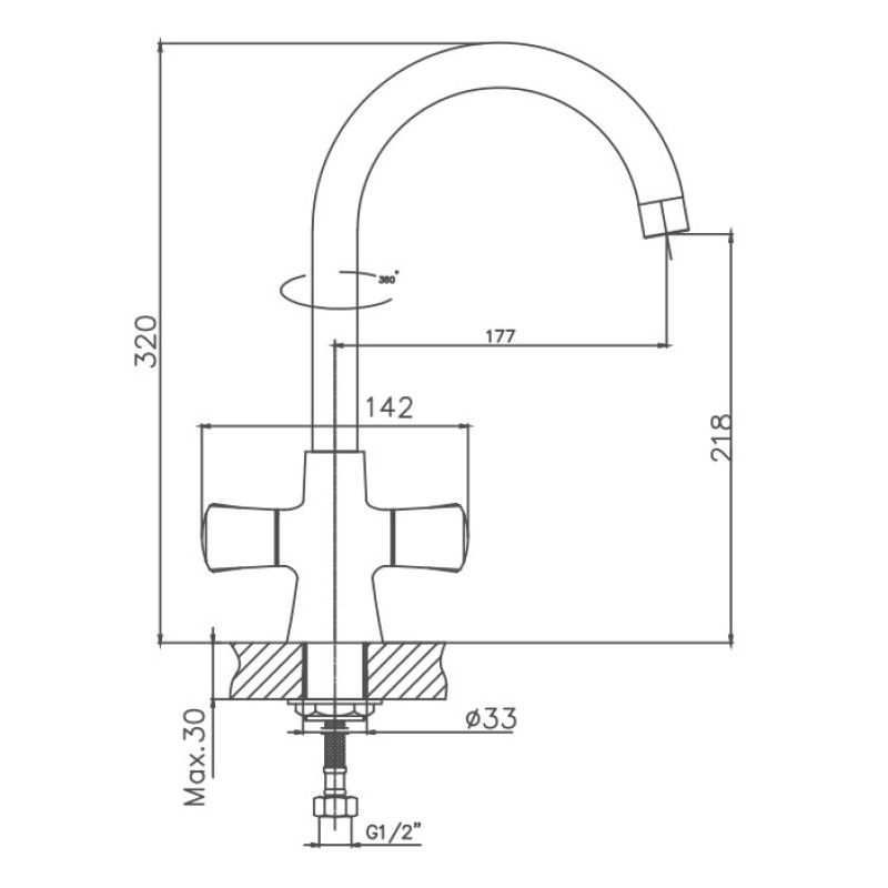 Смеситель для кухни Cron CN70866, хром