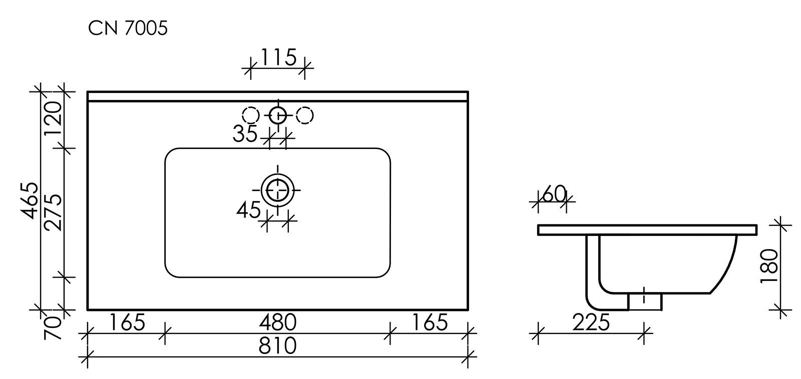 Умывальник накладной прямоугольный Element 810*465*180мм CN7005 Умывальник накладной прямоугольный Element 810*465*180мм CN7005