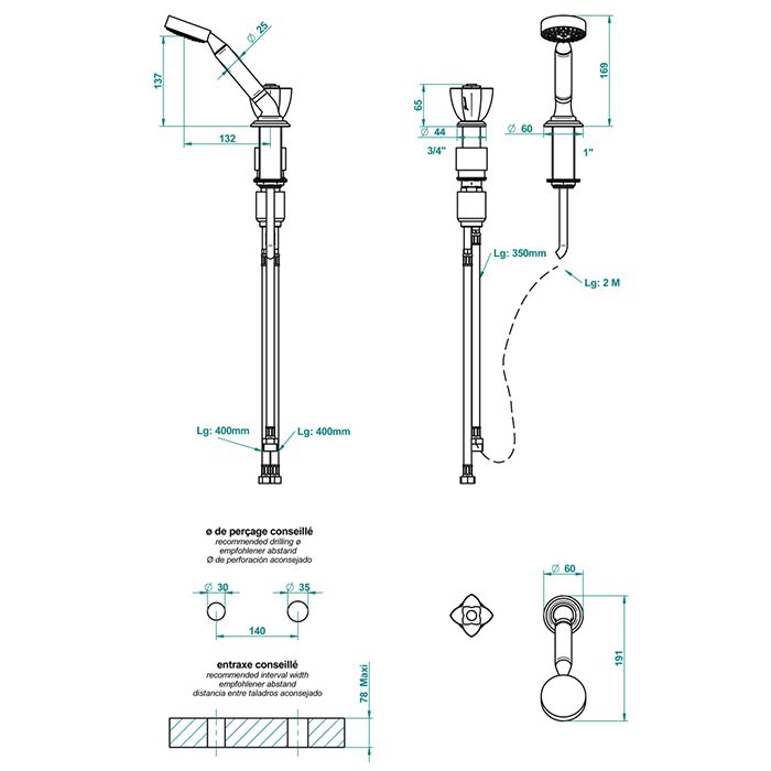 THG PETALE DE CRISTAL CLAIR Смеситель на борт ванны, прогрессивный, на 2 отверстия, без излива, стекло прозрачное, цвет хром