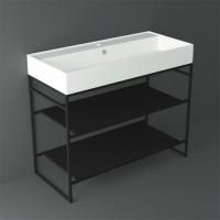 SIMAS AGILE Структура металлическая 101x46xh72 см, напольная, для раковины AG101, с 2 полками, цвет черный матовый SIMAS AGILE Структура металлическая 101x46xh72 см, напольная, для раковины AG101, с 2 полками, цвет черный матовый