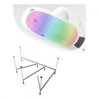 Комплект 4 в 1 Lavinia Boho Bell Pro S3-370214PR, акриловая ванна 140x95 см (правый разворот), усиленный каркас, мягкий подголовник, хромотерапия