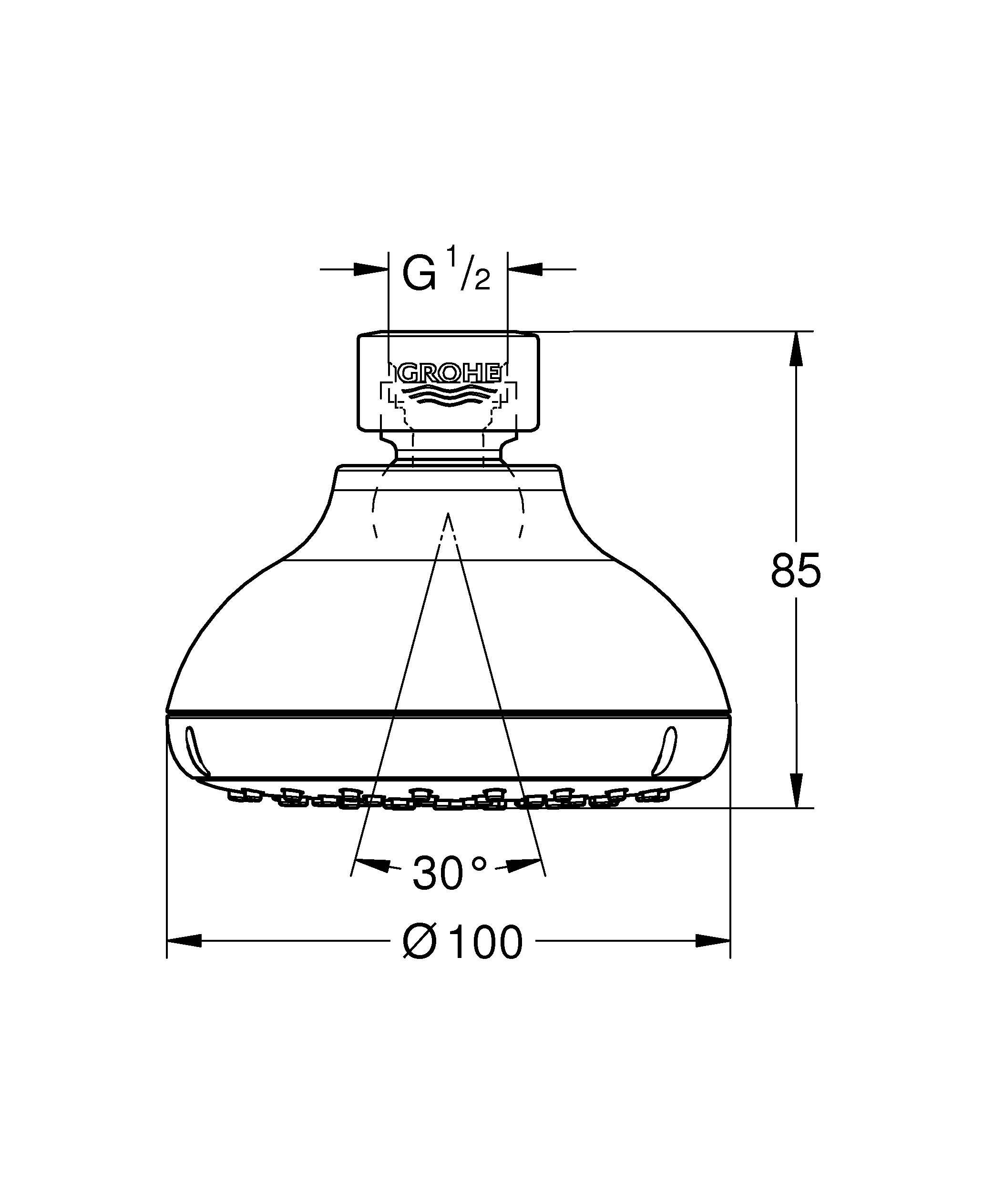 Верхний душ GROHE New Tempesta 100 I, 5,7 л/мин, хром (26050001)