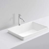 MILLDUE  Раковина  BASIC R58 встраиваемая сверху из CERAMILUX ,58х37х4,5 см, без отв для смесителя, цвет белый матовый