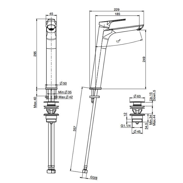 Fima Carlo Frattini Serie 4 Смеситель для раковину, на 1 отв., высокий, h: 29.5см., с донным клапаном, цвет: хром, артикул F3761/HCR.ES