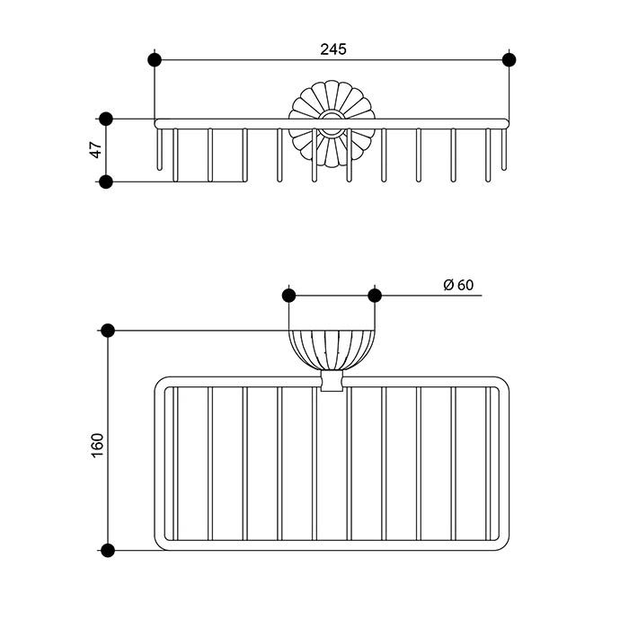 Bongio Radiant Полочка подвесная, 245х160x50 мм, цвет золото 24к.
