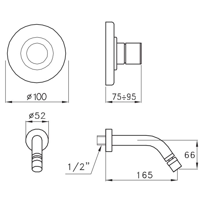Stella Lucilla Внешняя часть встраиваемого смесителя для раковины 3868MC P.V., длина излива 165мм, цвет: хром