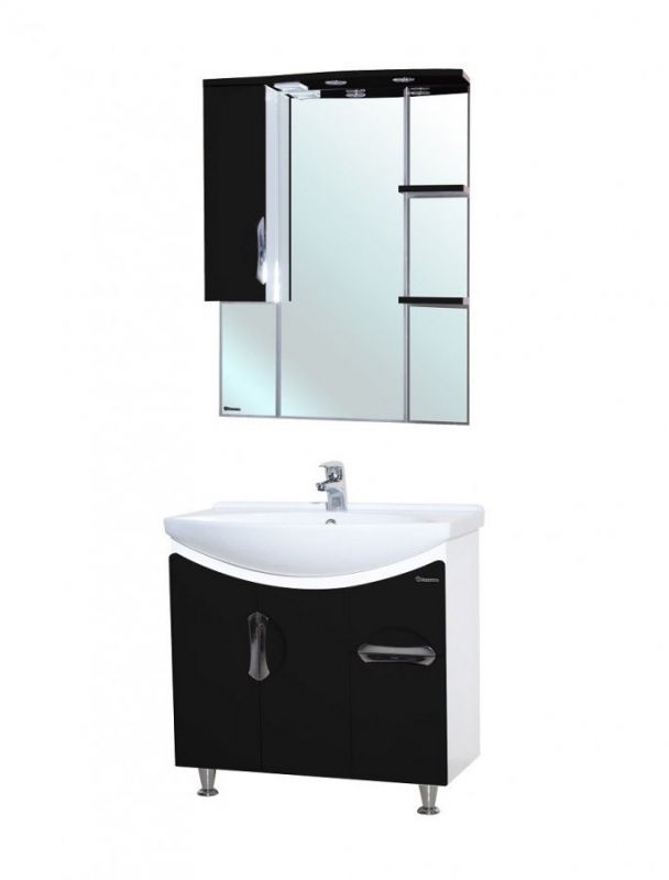 Зеркало со шкафом Bellezza Лагуна 75 R 4612112001040 с подсветкой R Черное Белое