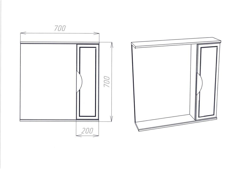 Зеркальный Шкаф VIANT  "Лима" 70 без света 160х700х700 (VLIM70-ZSH), артикул VLIM70-ZSH