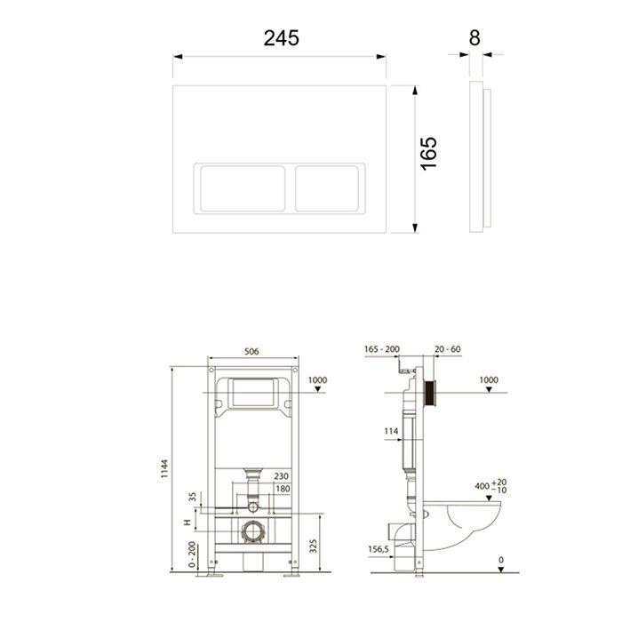 Инсталляция, TECE, TeceSpring V, для унитаза, ширина, мм-506, глубина, мм-165, высота, мм-1144, материал-сталь, тип смыва-двойной, объем смыва, л-6, клавиша смыва-есть, тип управления-механический, материал клавиши-пластик, кнопки-прямоугольные, цвет клав