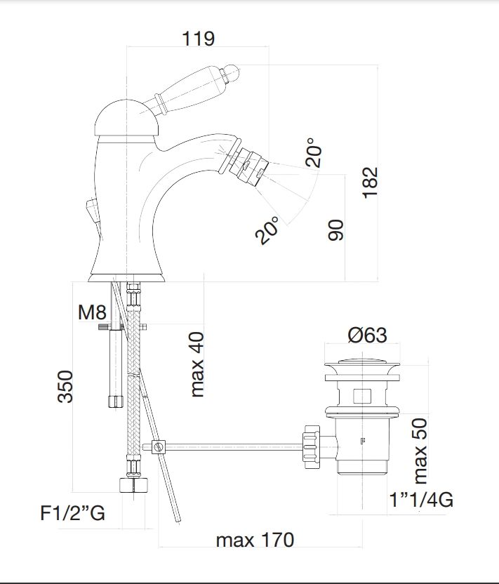 Смеситель для биде Fiore Imperiale 83ZZ5321, бронза