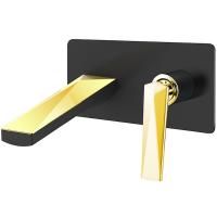 Смеситель для умывальника из стены ЧЕРНЫЙ+ЗОЛОТО