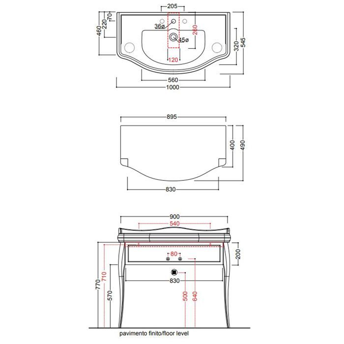 KERASAN Retro, раковина 100*54,5см с 1 отв. под смеситель, цвет: белый, артикул 105001*1